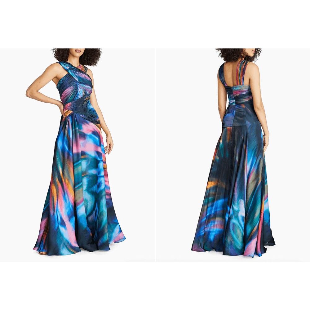 Theia Stacy Printed Halterneck Gown Size US14 $795